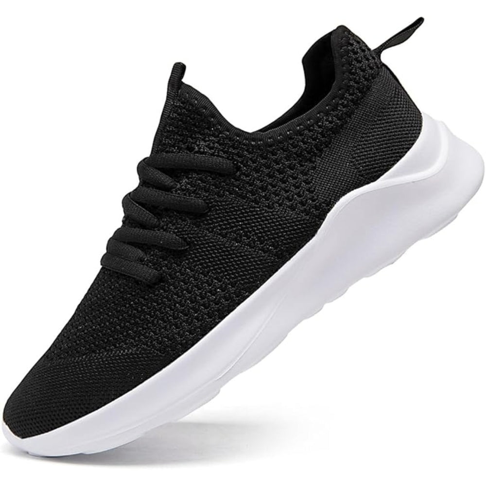 Knit lace up gym sneaker with contrast sole side view