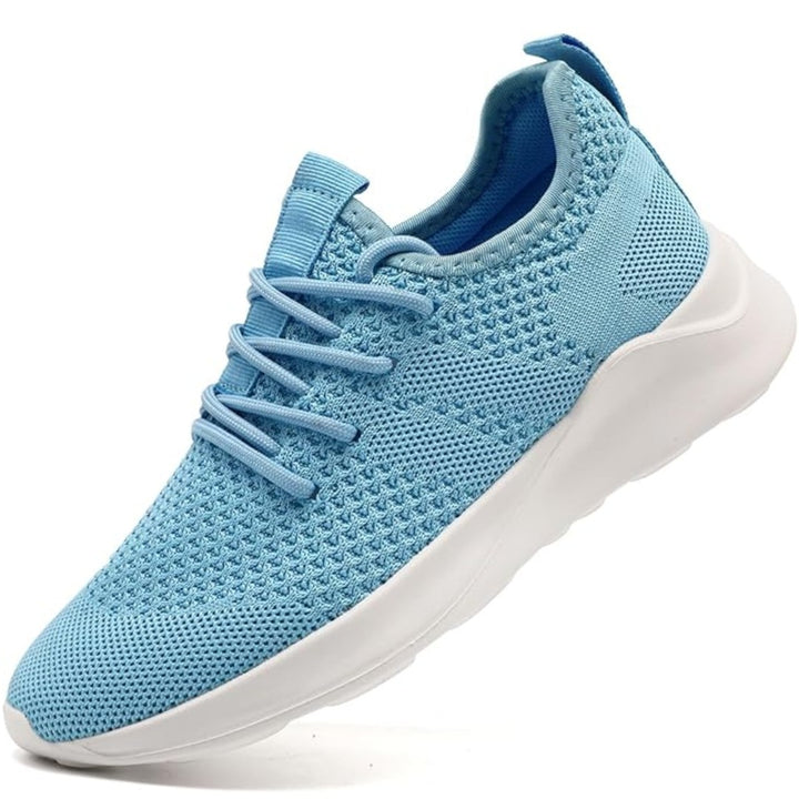 Knit lace up workout sneaker with contrast lining side view