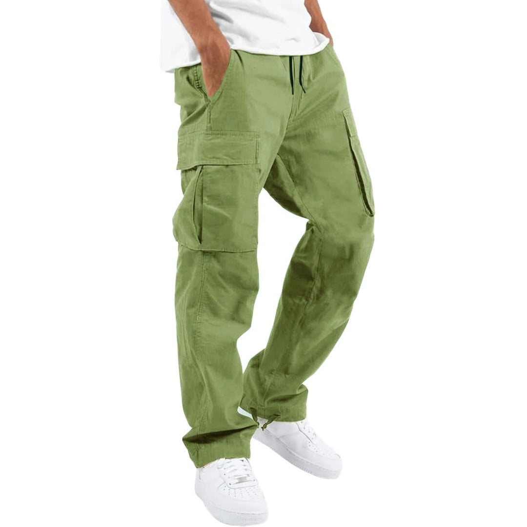 Cotton drawstring cargo pants front view
