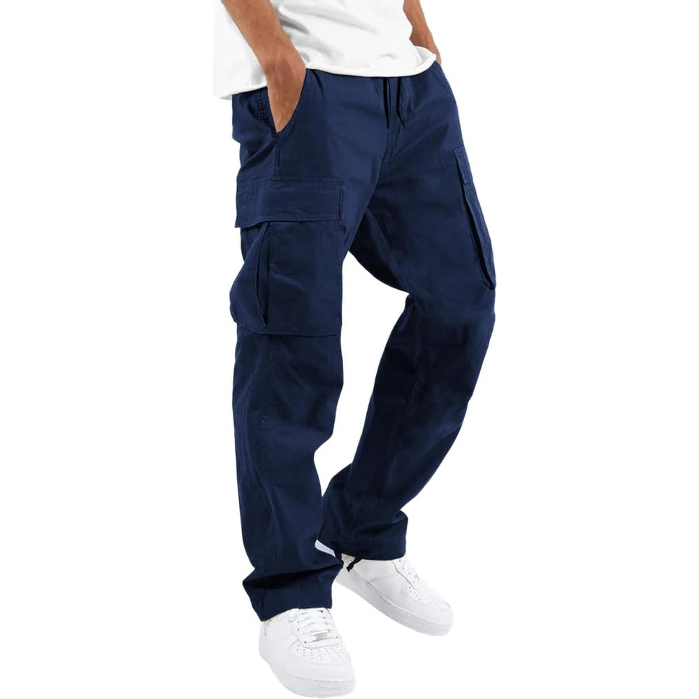 Drawstring cargo pants straight leg front view