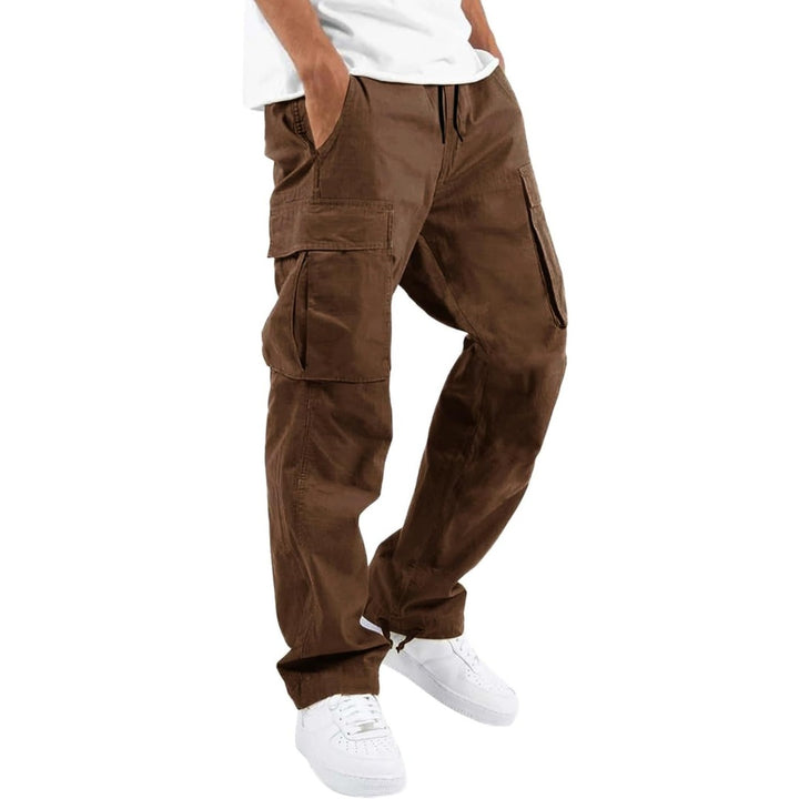 Loose straight cargo pants front view