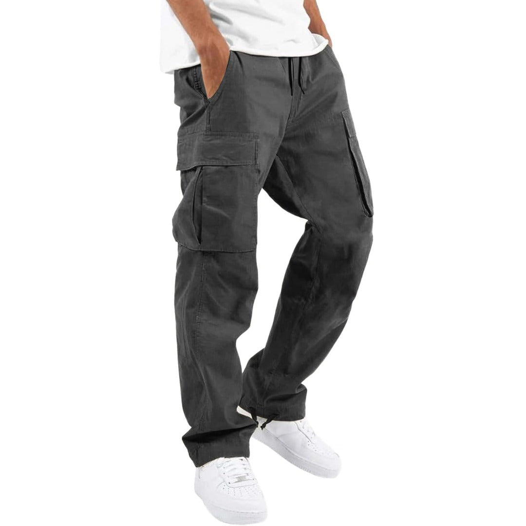 Drawstring cargo jogger pants front view