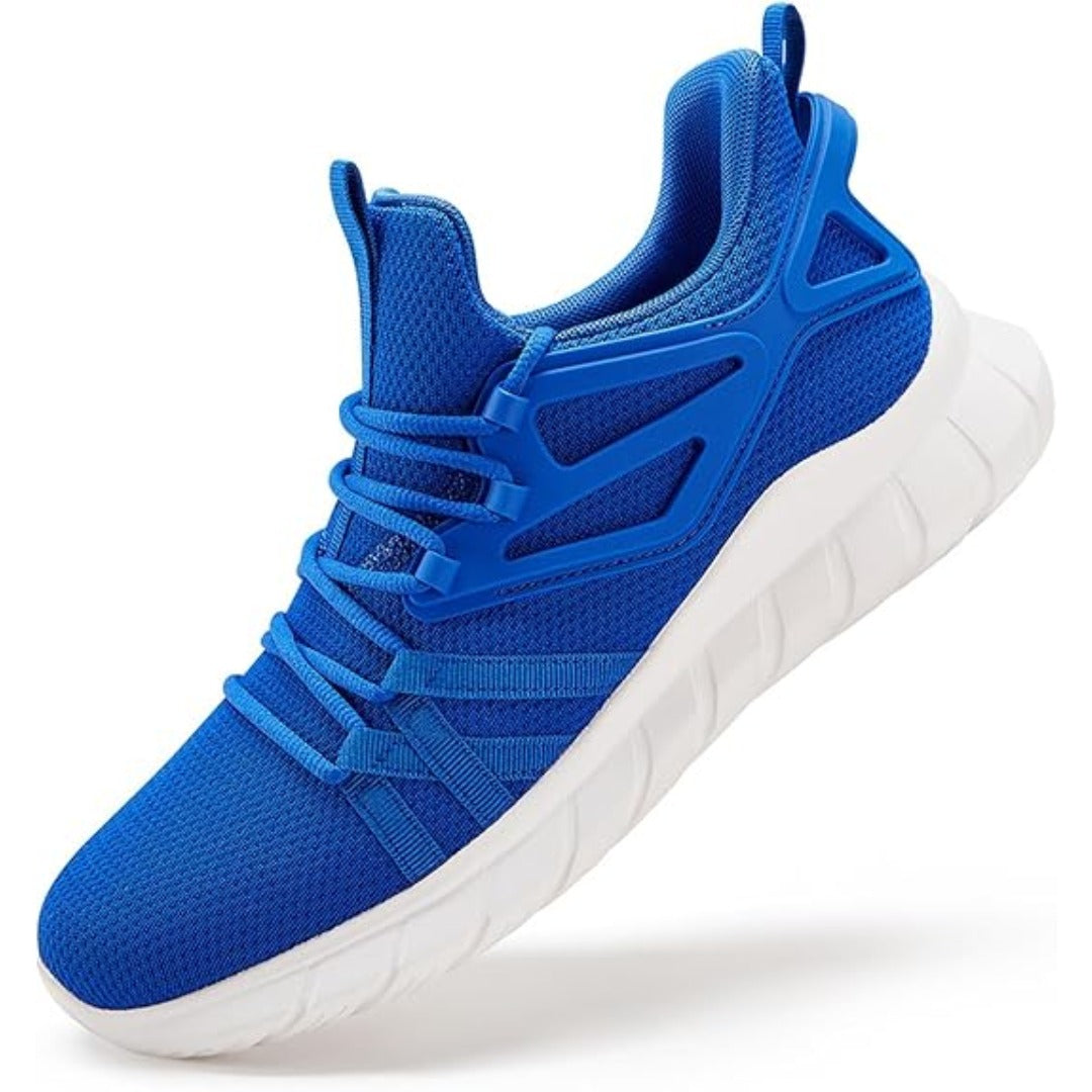 Knit mesh lace up walking sneaker side view