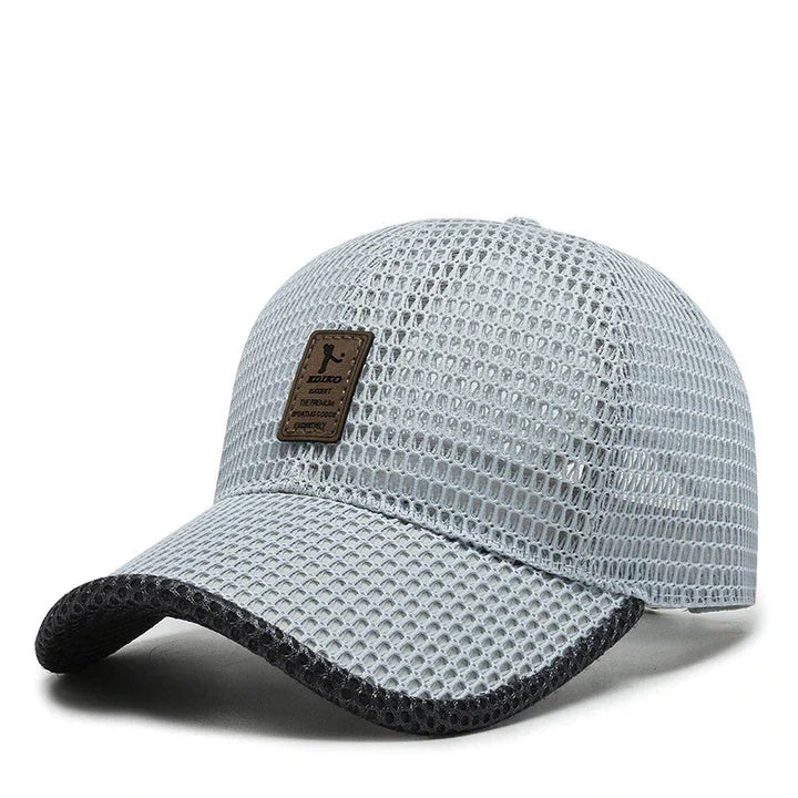 Men's Mesh Baseball Cap with Adjustable Back Strap shown in Light Gray