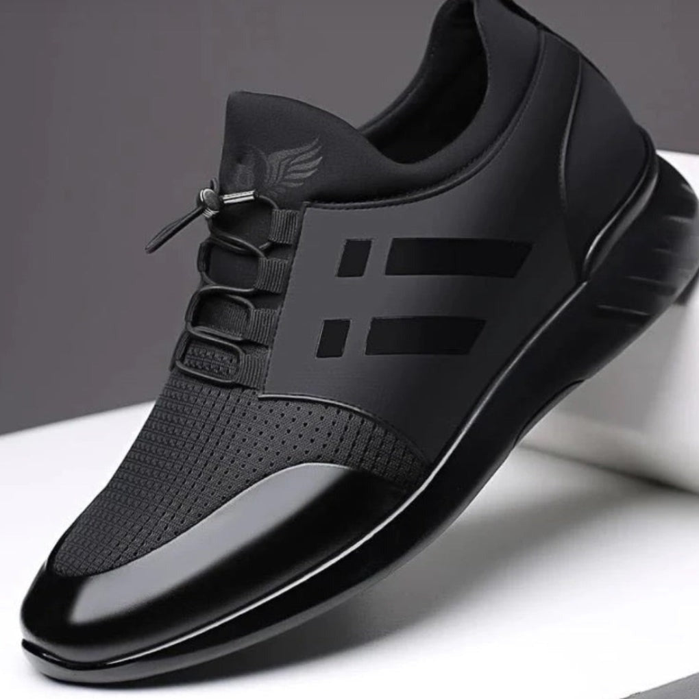 Men's Slip On Sneakers with Elastic Toggle Laces shown in Black