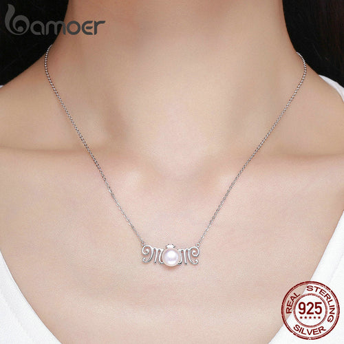 925 Sterling Silver Mom Pendant Necklace