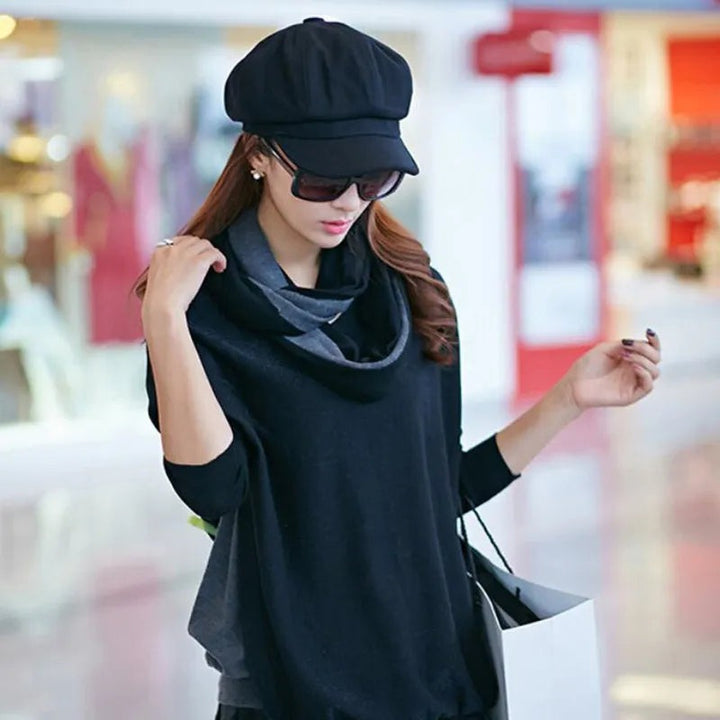 Retro newsboy cap styled full outfit view
