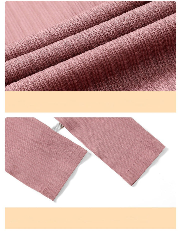Ribbed knit fabric and cuff close-up detail
