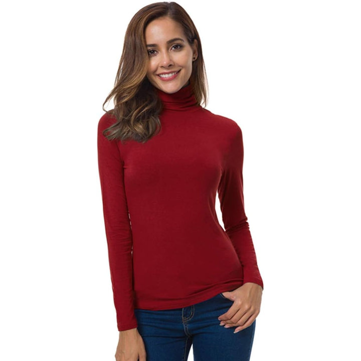 Slim fit long sleeve turtleneck top front view