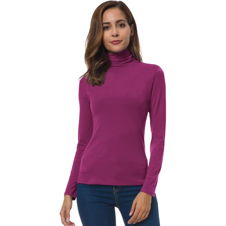 Fitted turtleneck layering top front view