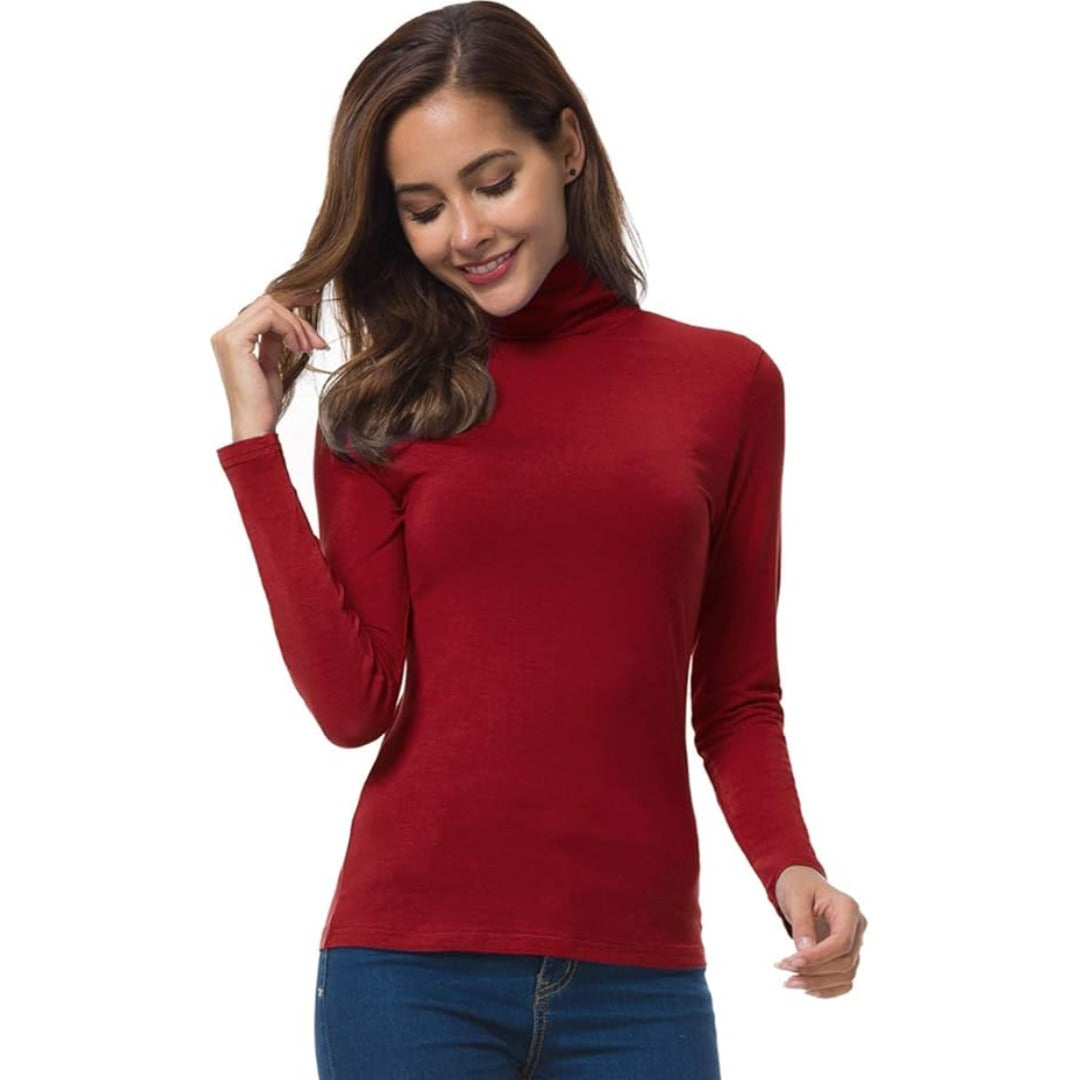 Slim fit turtleneck collar and sleeve detail view