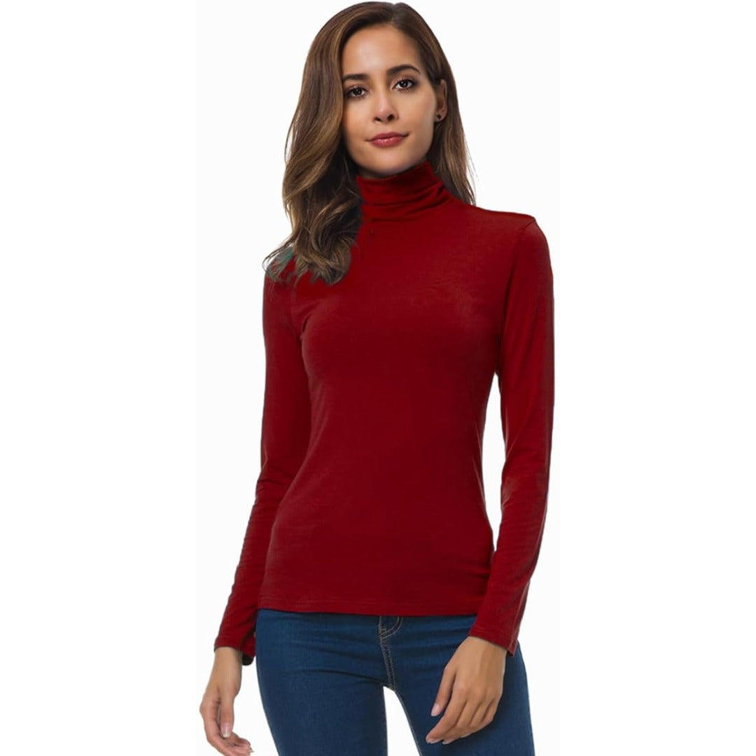Long sleeve turtleneck layering top front view