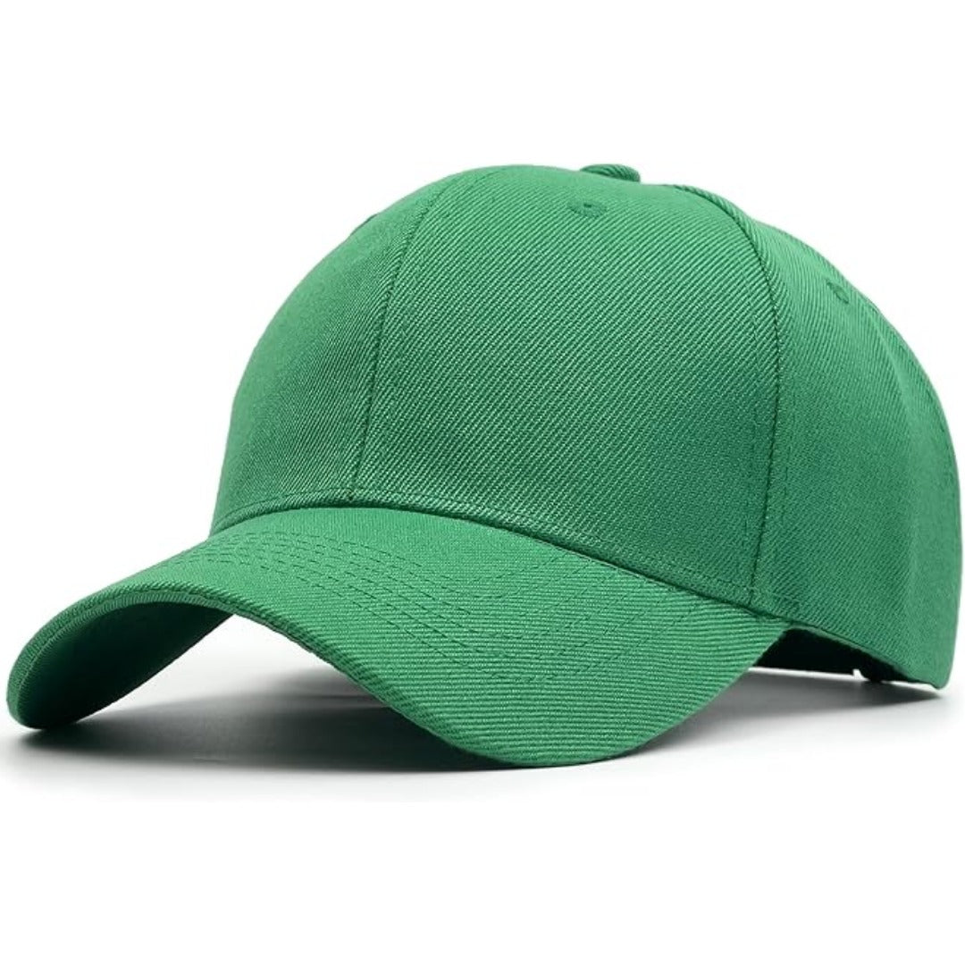 Six panel baseball cap three-quarter view