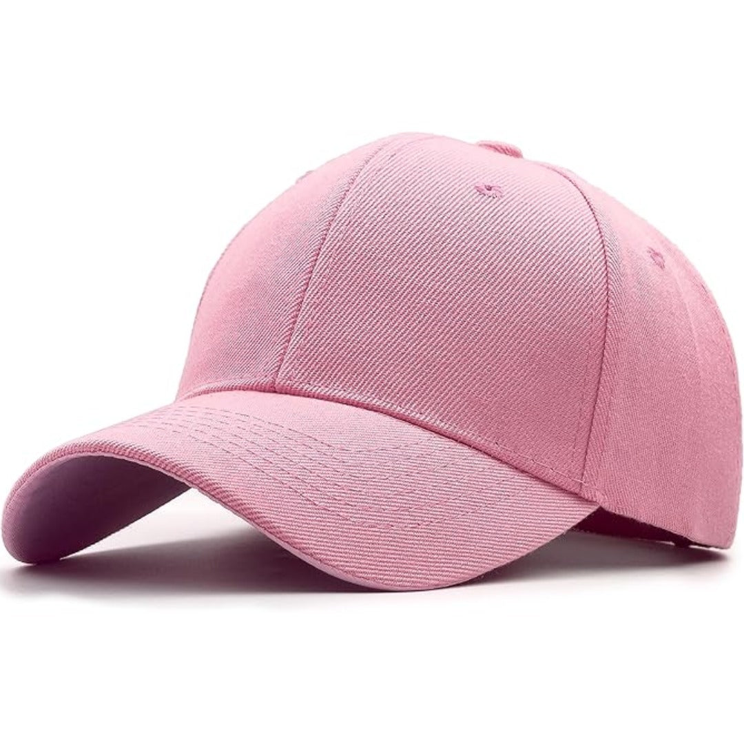 Structured six panel cap three-quarter view