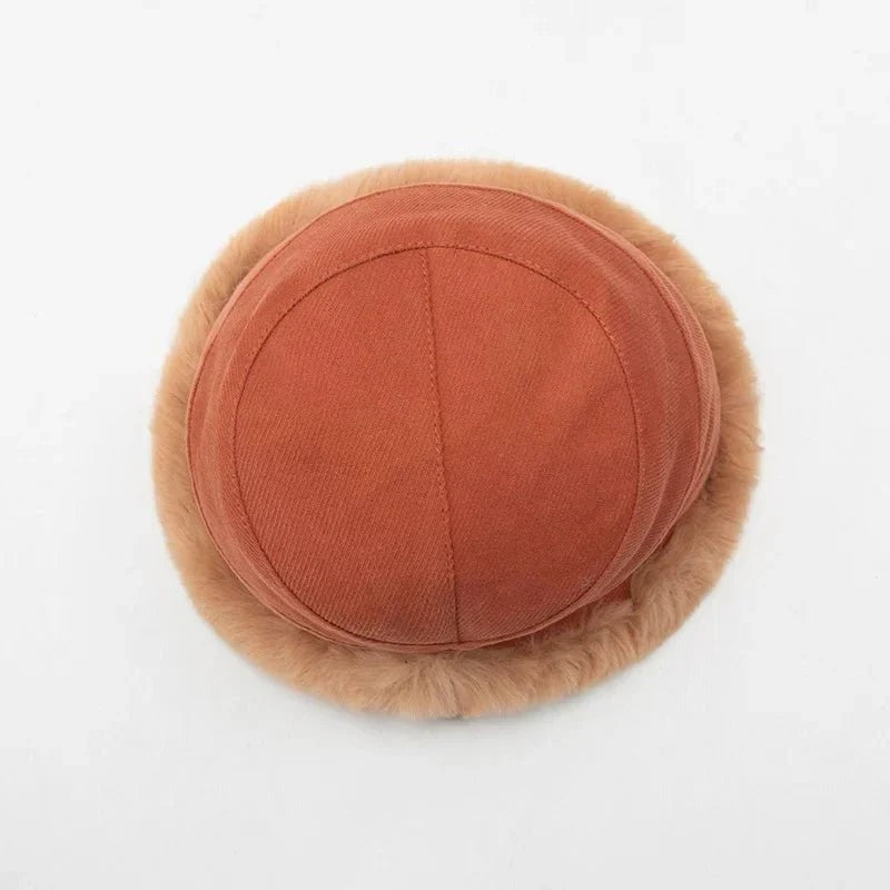 Paneled crown bucket hat top view
