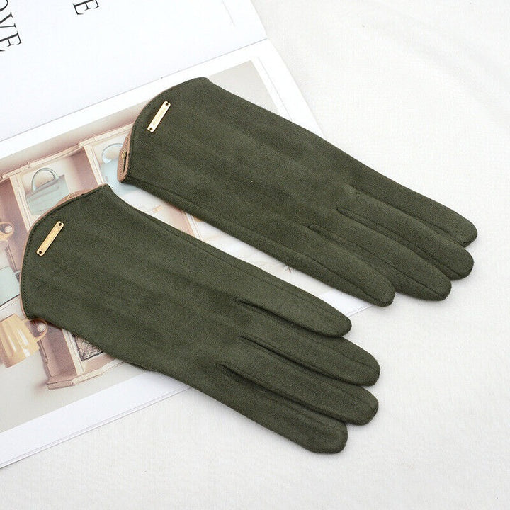 Plush lined winter gloves flat lay