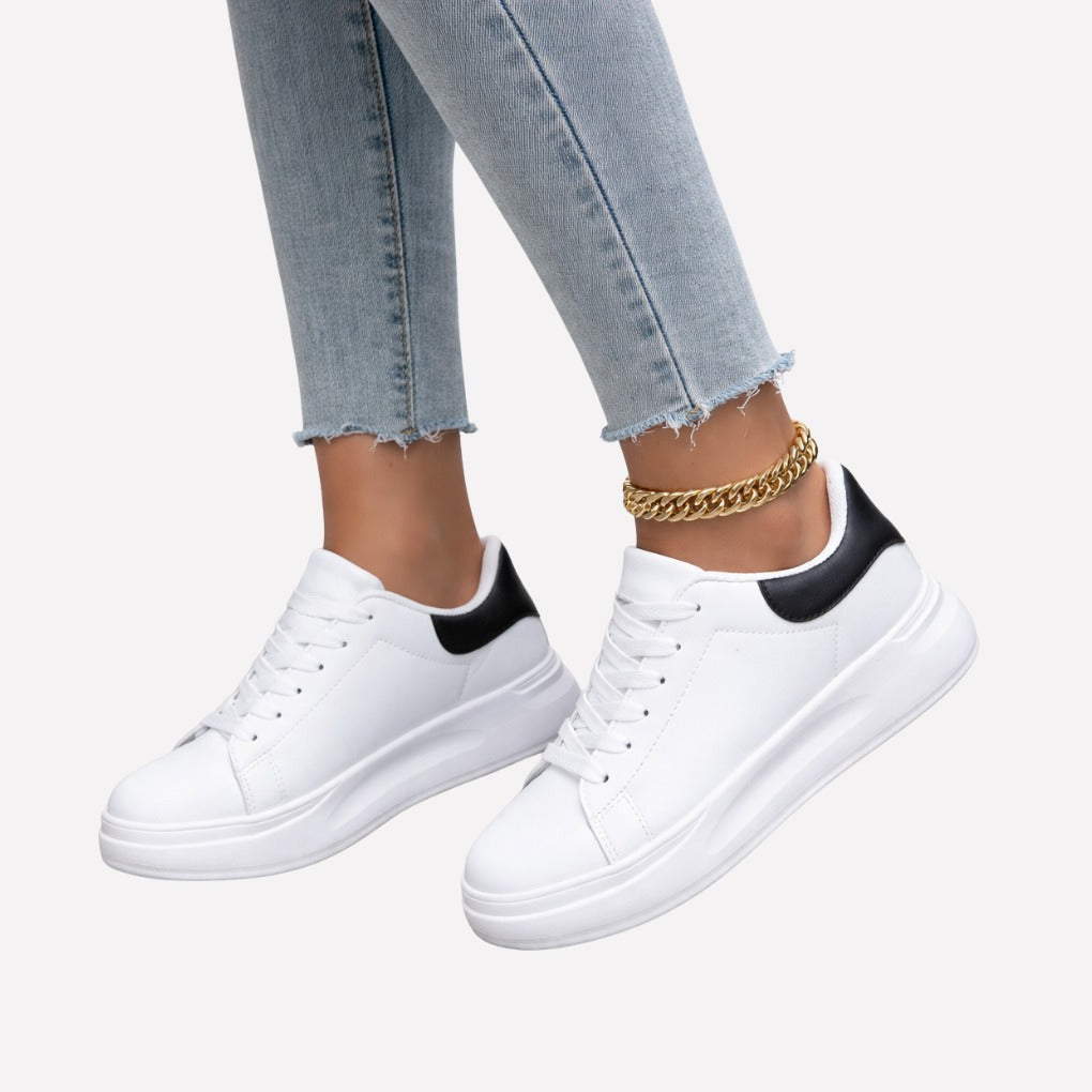 Women's lace up platform sneakers side view