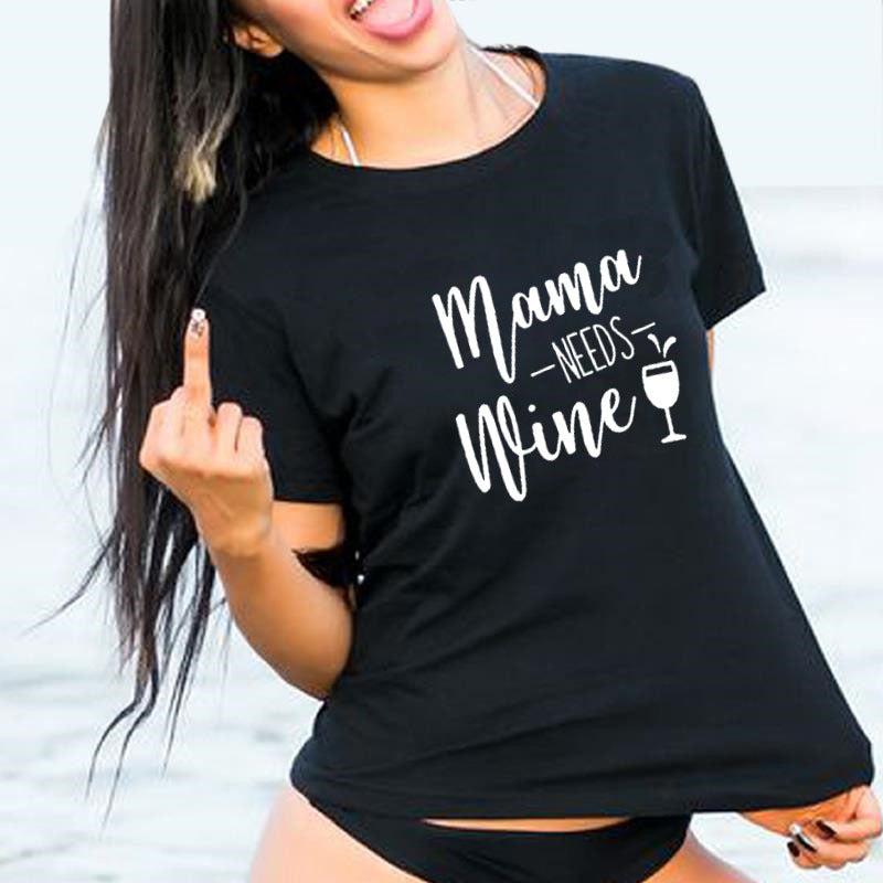 Mama Needs Wine Graphic T-Shirt – Women’s Short Sleeve Tee