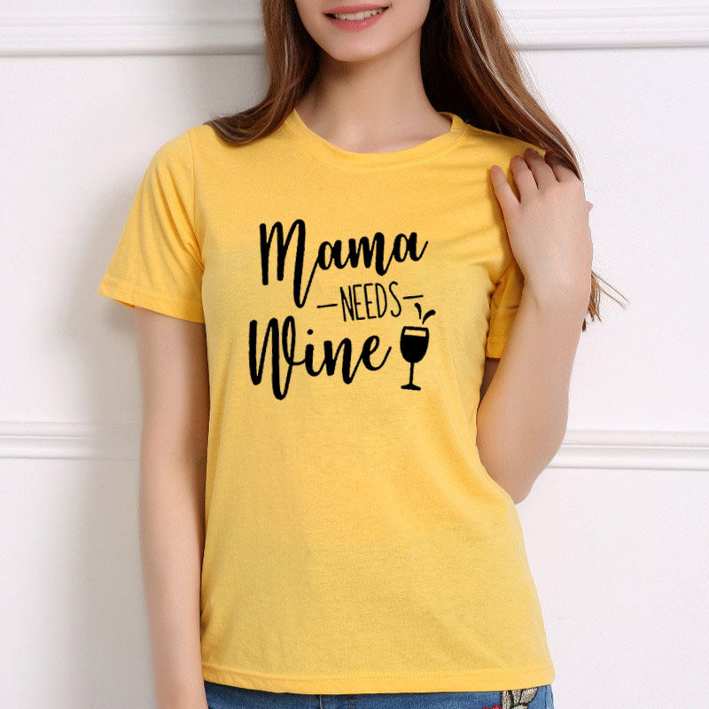 Mama Needs Wine Graphic T-Shirt – Women’s Short Sleeve Tee
