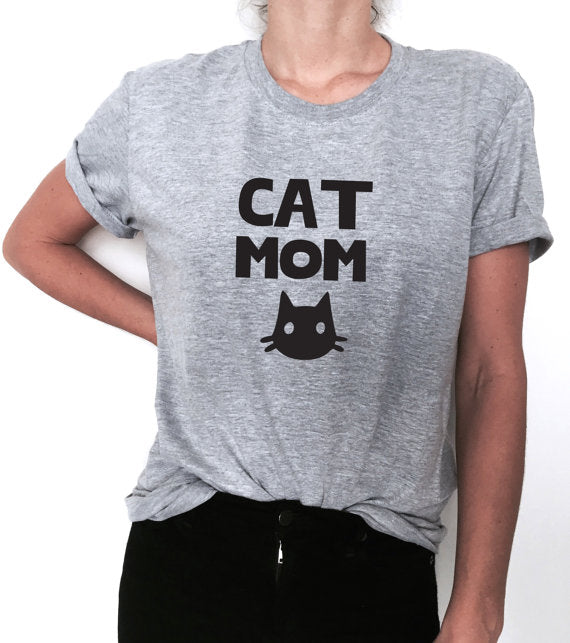 Cat Mom Graphic T-Shirt – Black, Gray or White