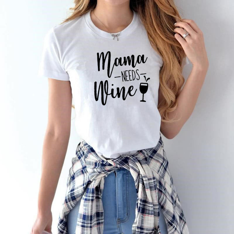 Mama Needs Wine Graphic T-Shirt – Women’s Short Sleeve Tee