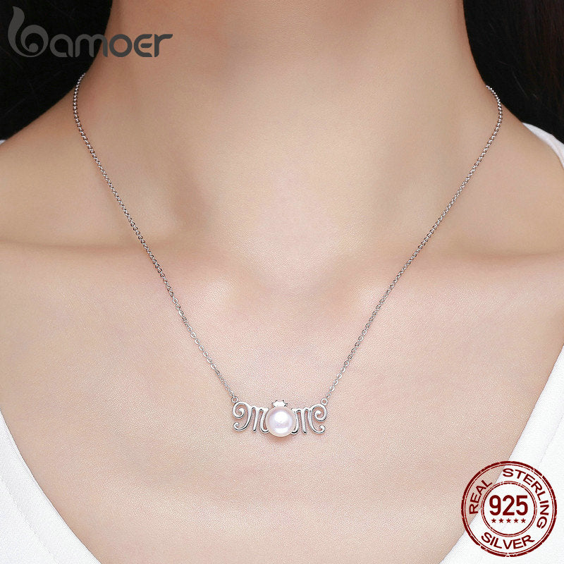 925 Sterling Silver Mom Pendant Necklace