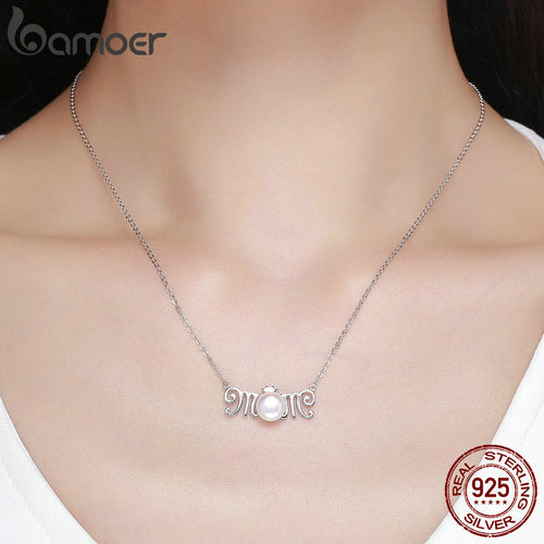 925 Sterling Silver Mom Pendant Necklace