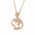 Mother & Baby Feeding Pendant Necklace – Gold or Silver