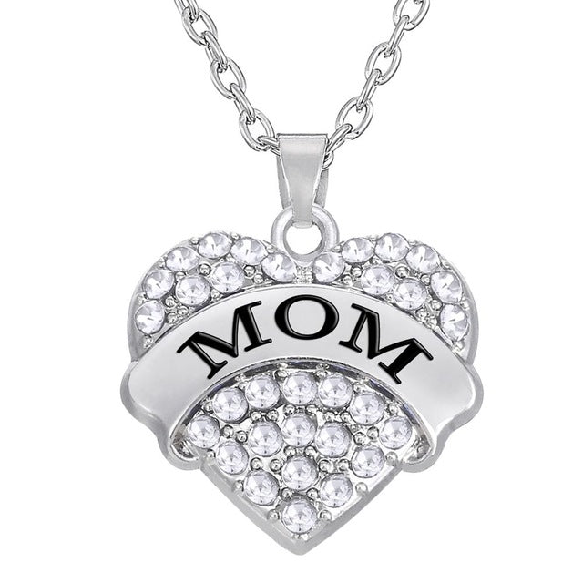 Mom & Sister Heart Pendant Necklace – Pink or Silver