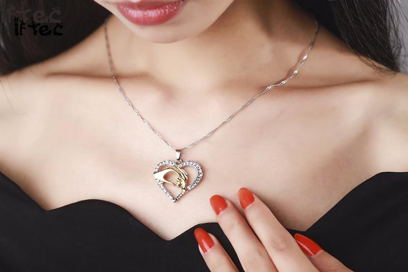 Mother & Baby Heart Pendant Necklace Gift Set – Sterling Silver