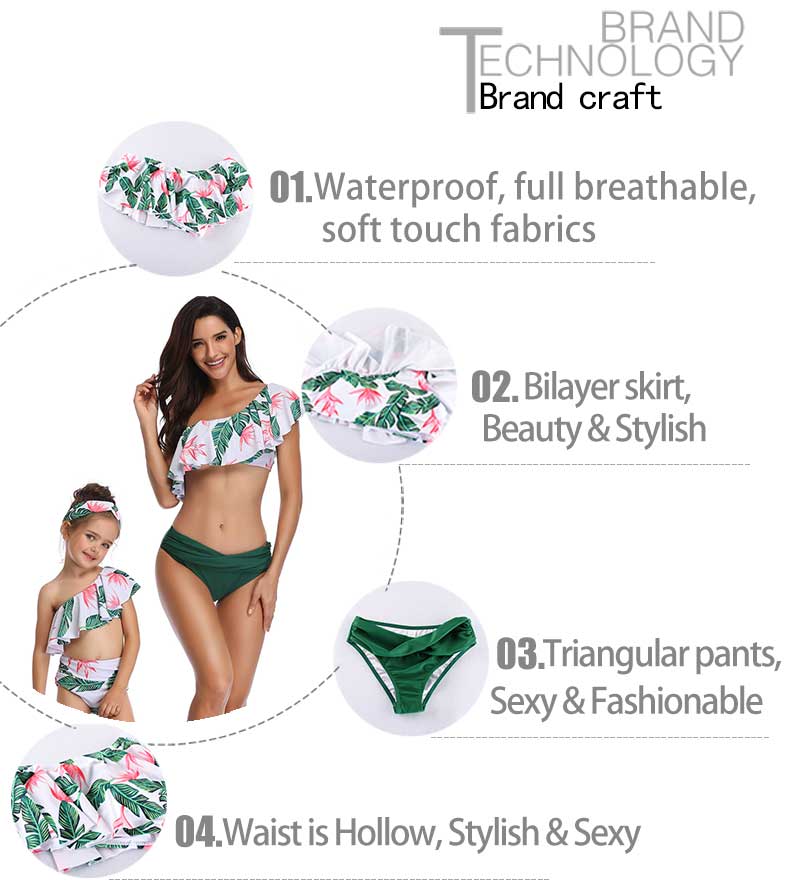 Mom-Daughter Swimwear - Green Floral