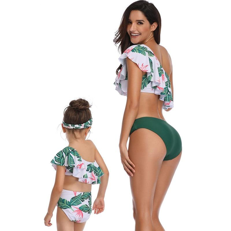 Mom-Daughter Swimwear - Green Floral