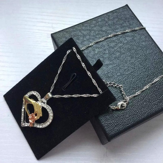Mother & Baby Heart Pendant Necklace Gift Set – Sterling Silver