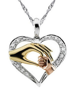 Mother & Baby Heart Pendant Necklace Gift Set – Sterling Silver