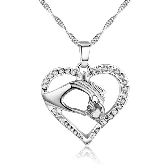 Mother & Baby Heart Pendant Necklace Gift Set – Sterling Silver