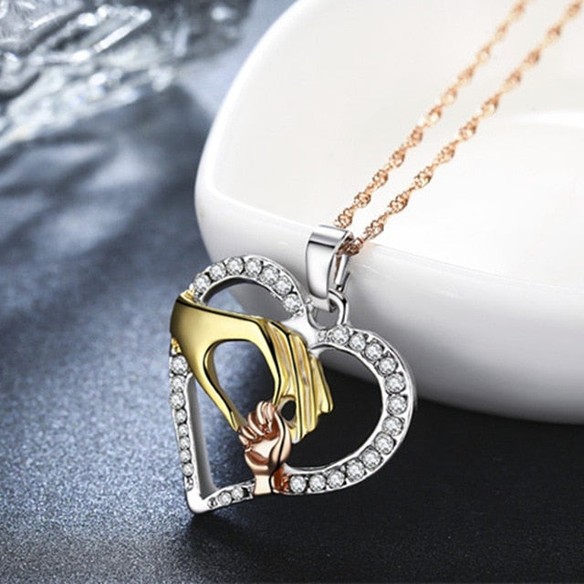 Mother & Baby Heart Pendant Necklace Gift Set – Sterling Silver