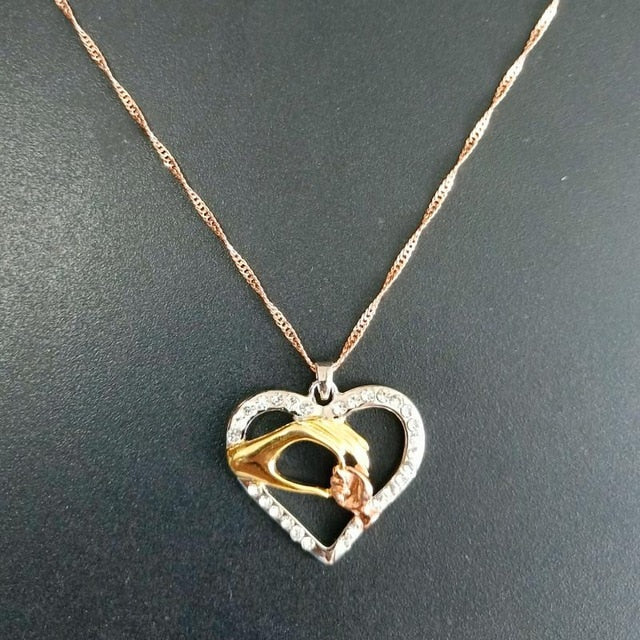 Mother & Baby Heart Pendant Necklace Gift Set – Sterling Silver