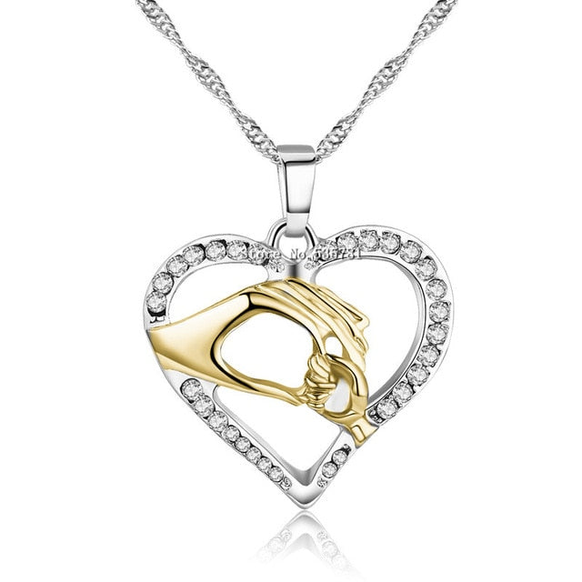 Mother & Baby Heart Pendant Necklace Gift Set – Sterling Silver