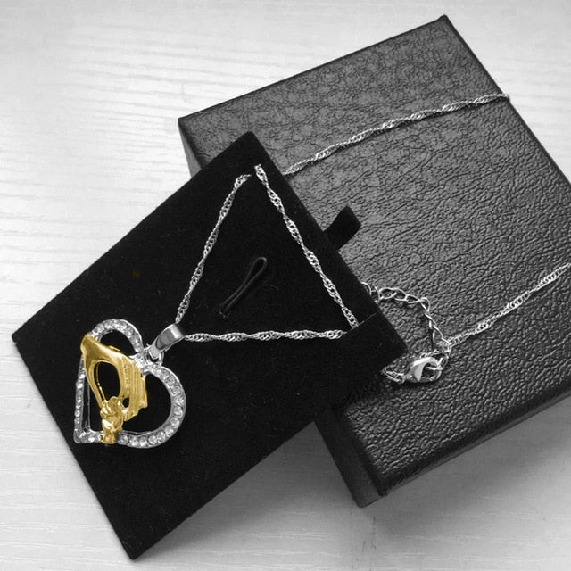 Mother & Baby Heart Pendant Necklace Gift Set – Sterling Silver