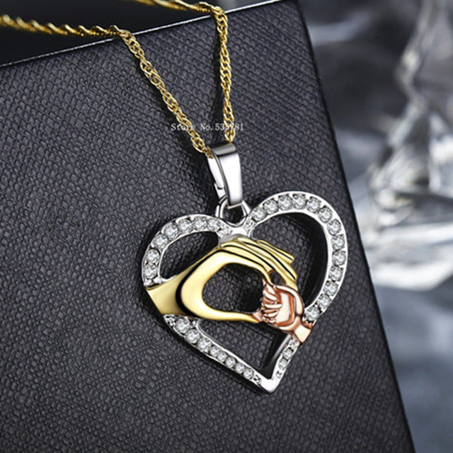 Mother & Baby Heart Pendant Necklace Gift Set – Sterling Silver