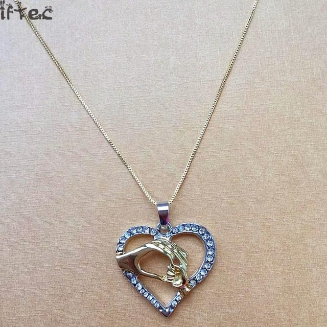 Mother & Baby Heart Pendant Necklace Gift Set – Sterling Silver