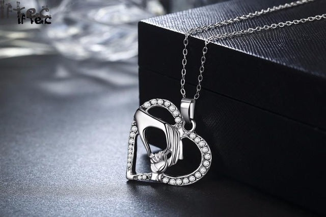 Mother & Baby Heart Pendant Necklace Gift Set – Sterling Silver