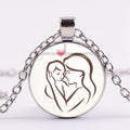 Mother & Baby Glass Pendant Necklace – Zinc Alloy